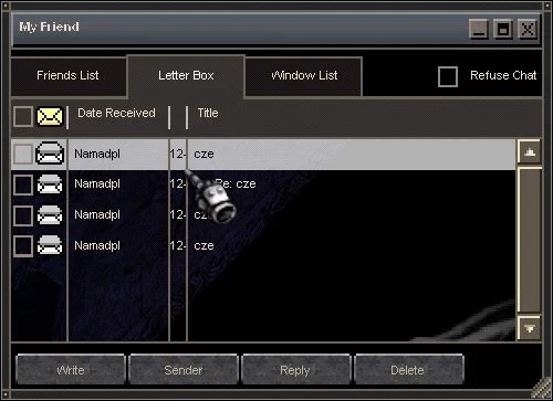 The second tab of Friends List is Letter Box - Friends List | Tips and description of gameplay mechanics in MU Online - MU Online - Game Guide